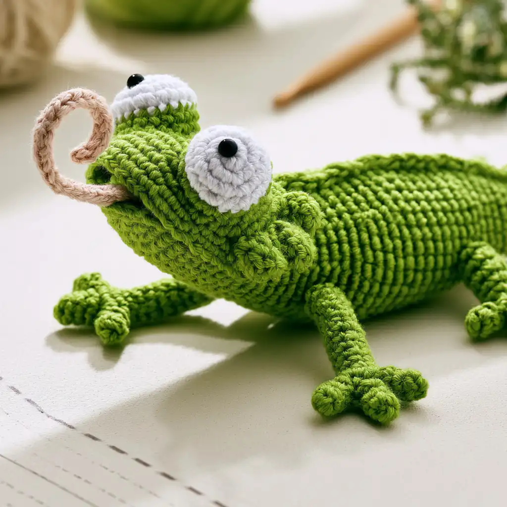 Crochet a Playful Lizard Coaster - finished dish