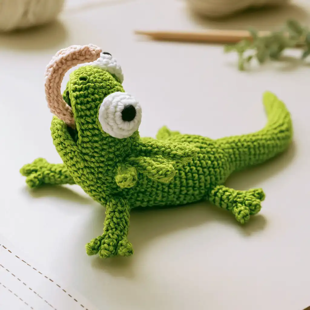 Crochet a Playful Lizard Coaster