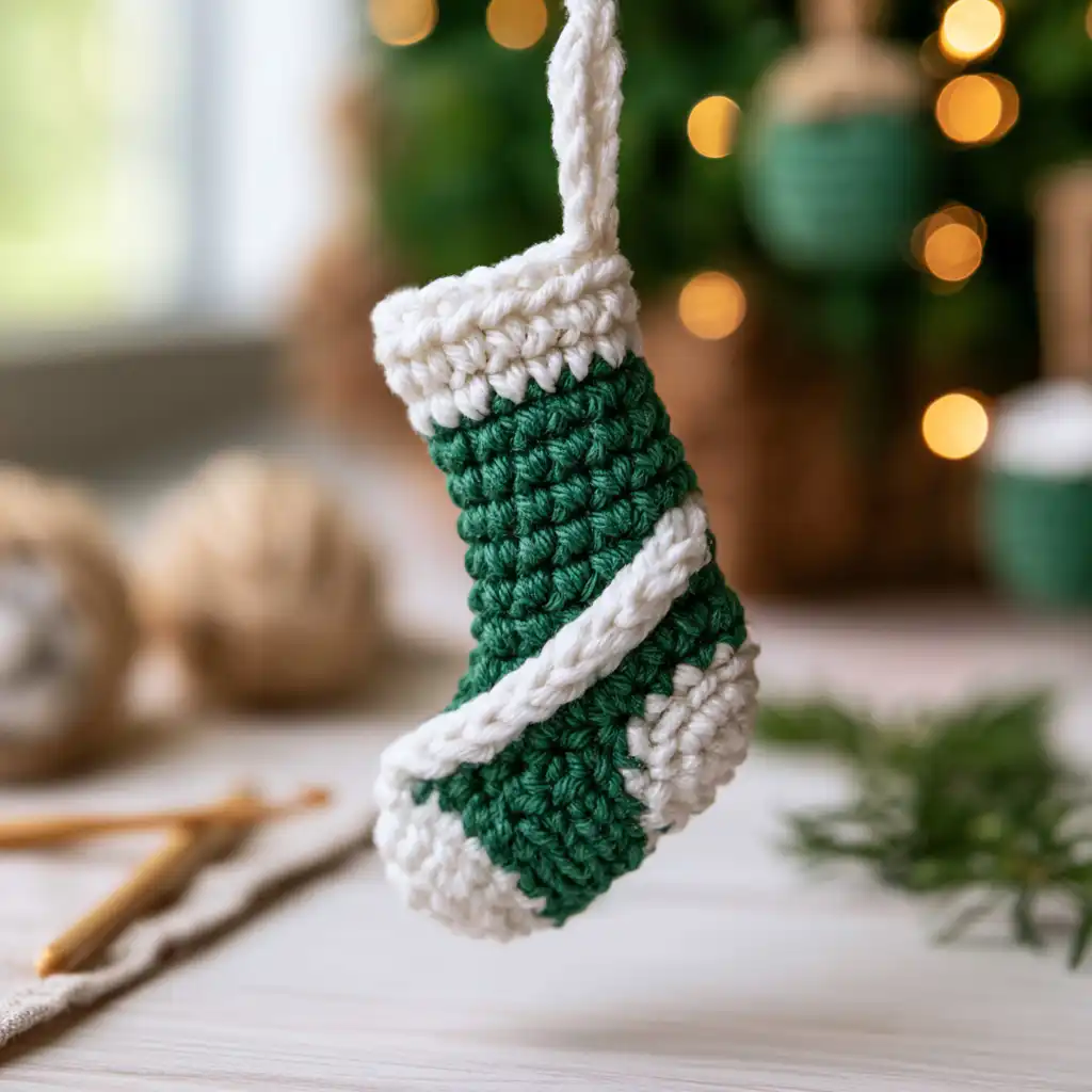 Crochet a Charming Mini Christmas Stocking for Holiday Decor - step by step