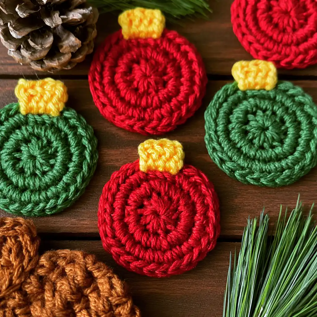Crochet Christmas Ornament Coasters: A Free and Easy Pattern
