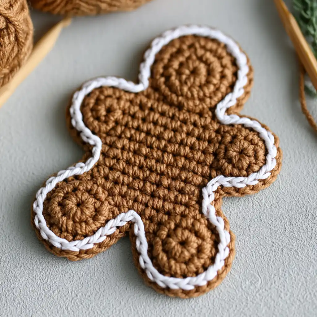 Free Crochet Patterns: Gingerbread Men and Unicorn Appliques - step by step