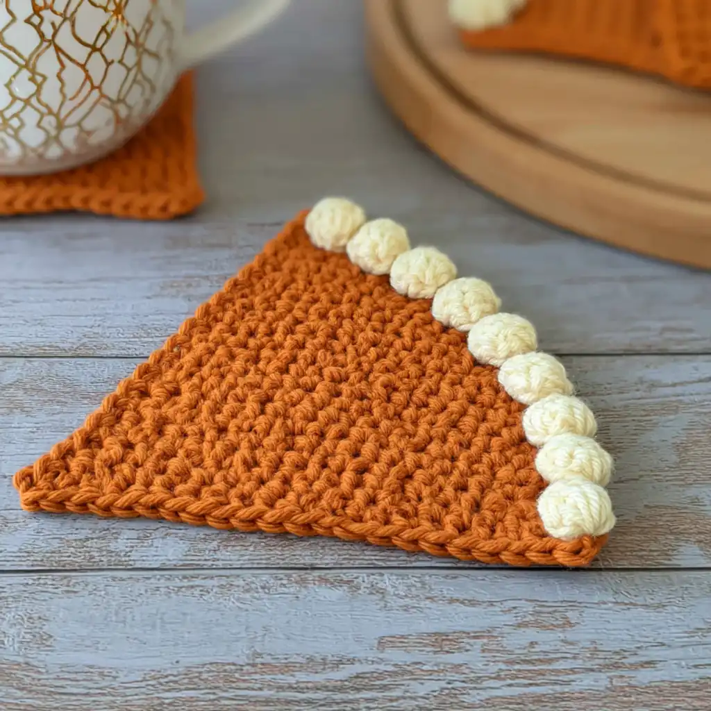 Crochet a Slice of Autumn: Easy Pumpkin Pie Coaster Pattern