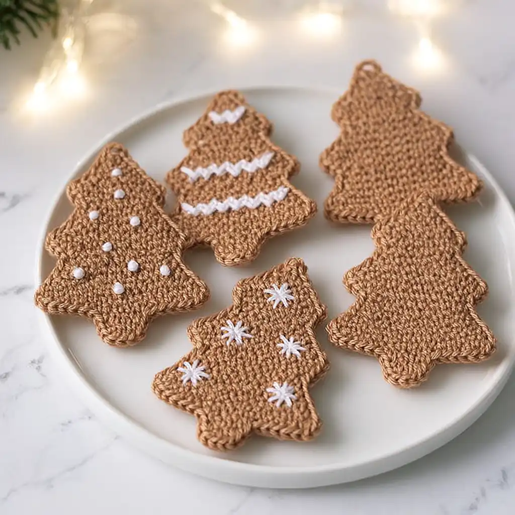 Crochet a No-Sew Gingerbread or Christmas Tree Ornament - step by step