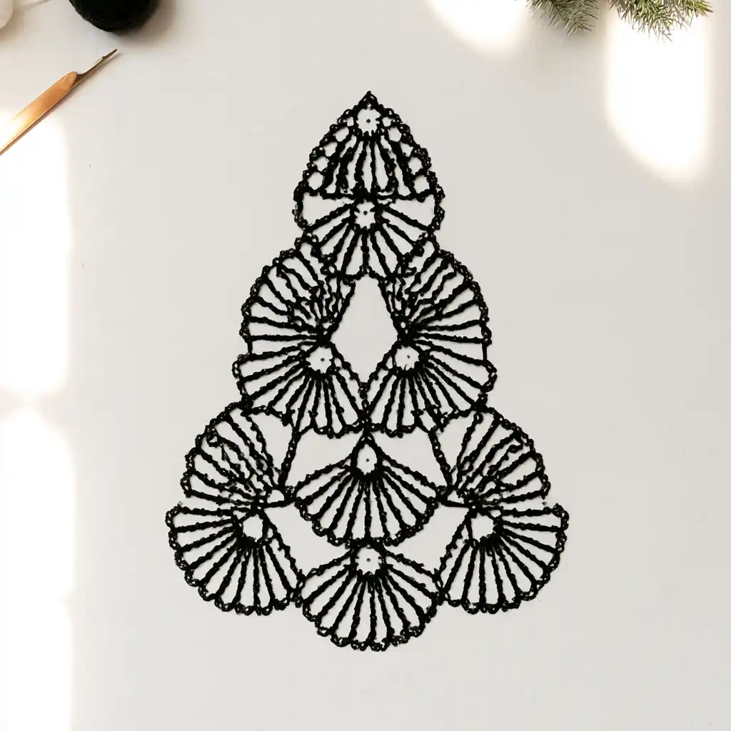 Crochet a Beautiful Christmas Tree Doily: Easy Step-by-Step Pattern - step by step