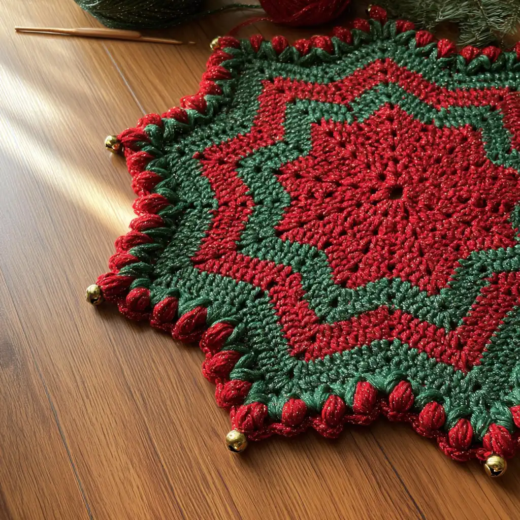 Crochet a 17-Point Star Christmas Tree Skirt