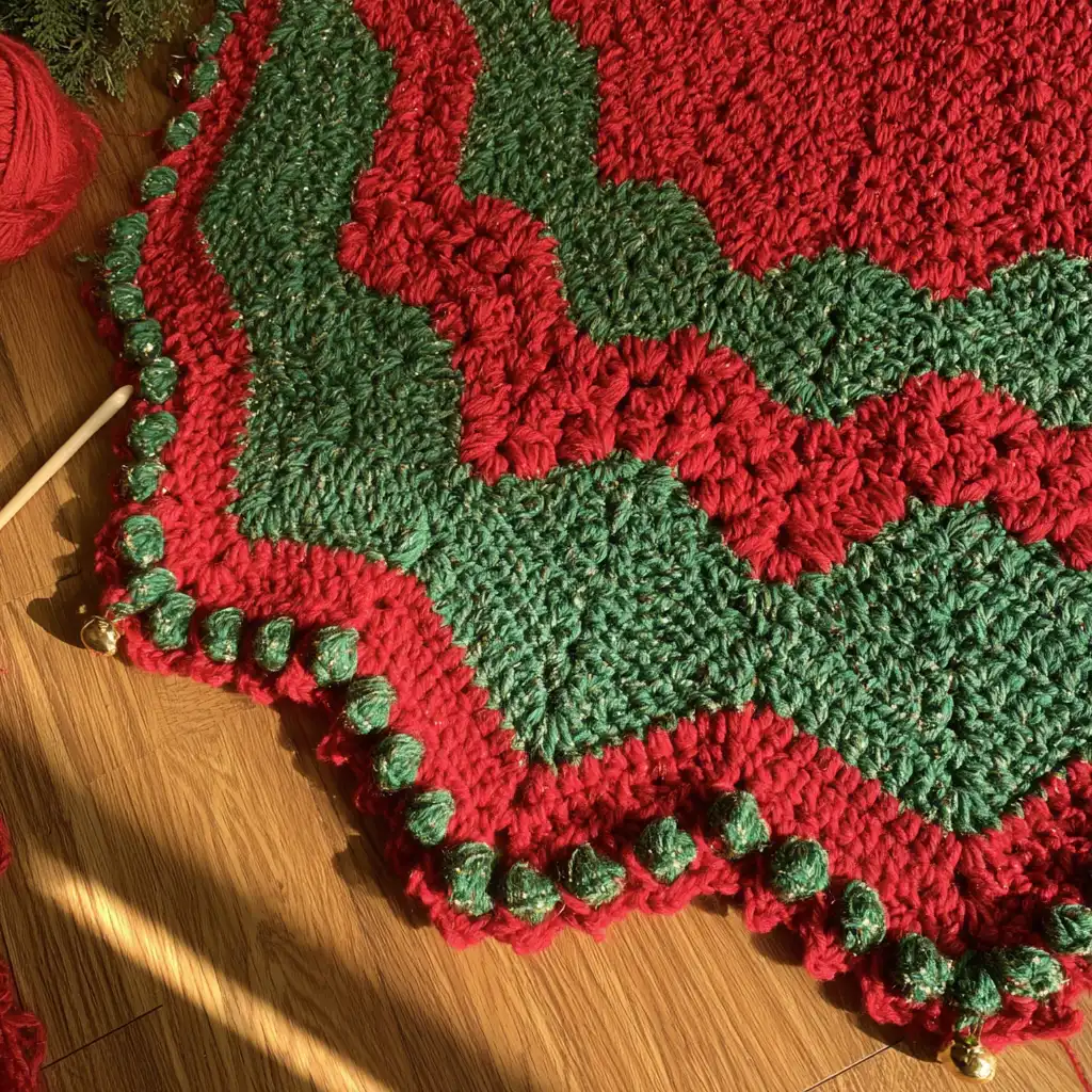 Crochet a 17-Point Star Christmas Tree Skirt - step by step